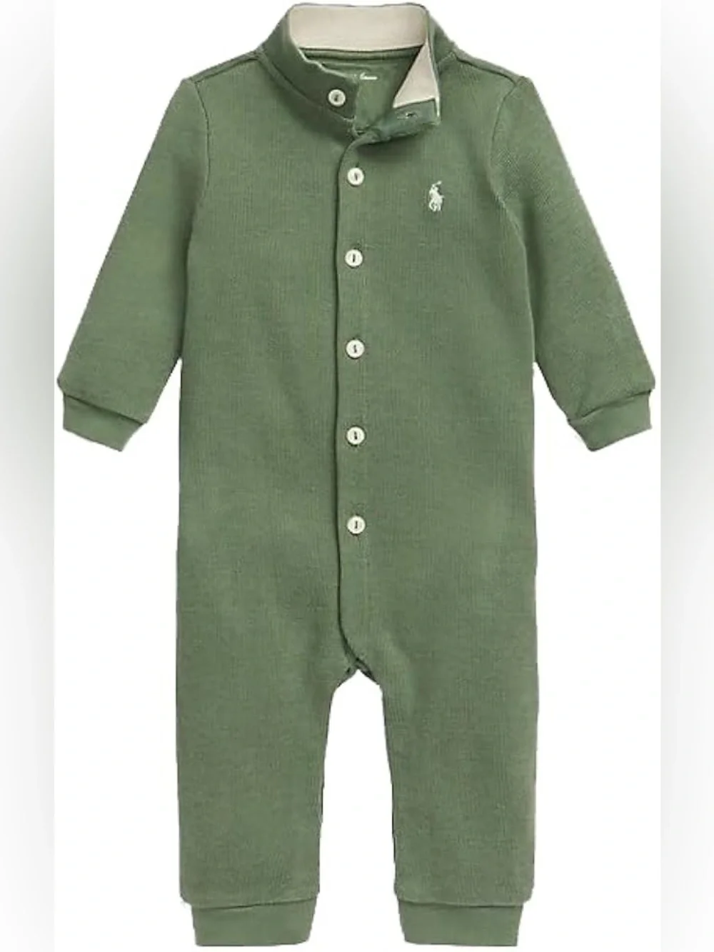 Ralph Lauren Olive Green Long-Sleeve Baby One-Piece